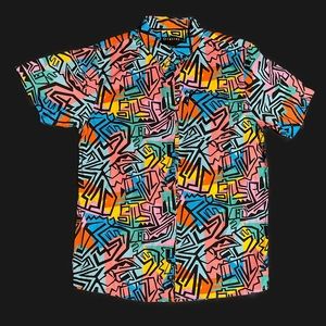 NWOT Empyre Men’s multicolor button down. Size medium, 80’s design, lightweight